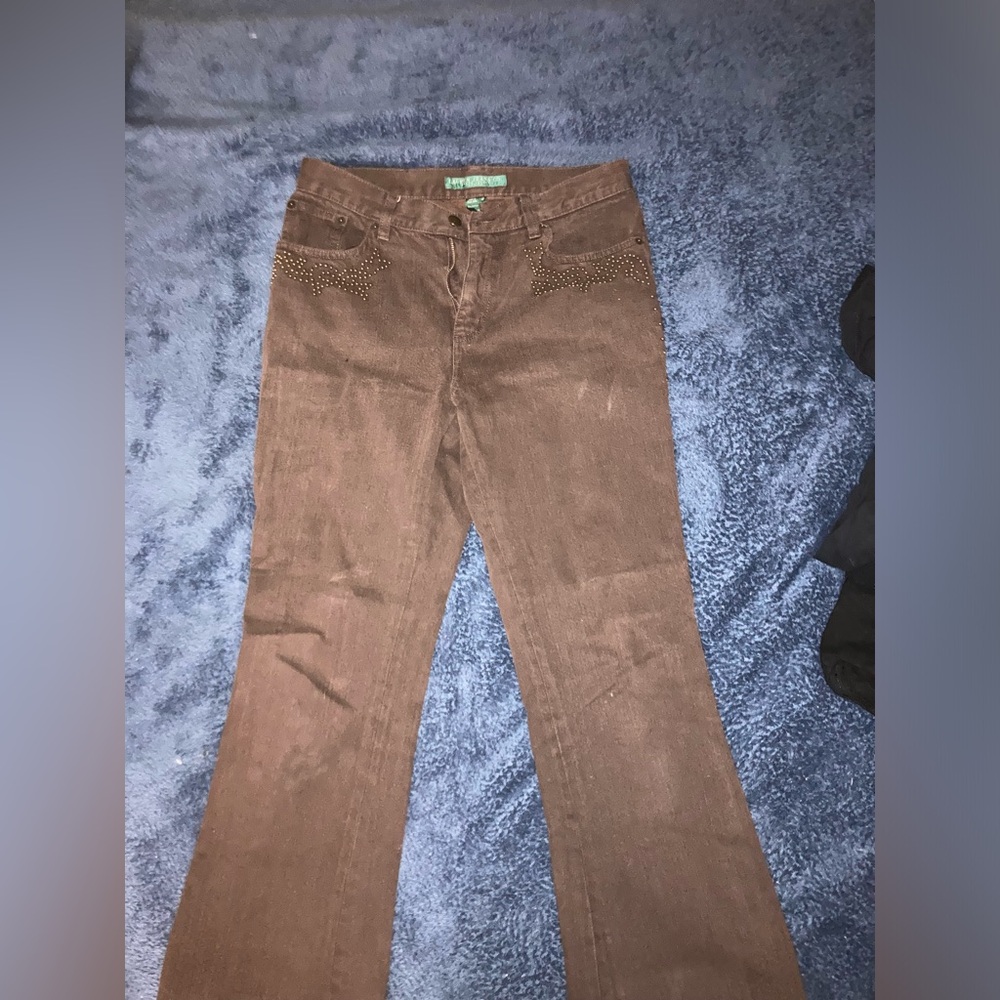 Lauren Ralph Lauren Brown Studded Bootcut Jeans Size 6p Petite Western Rodeo